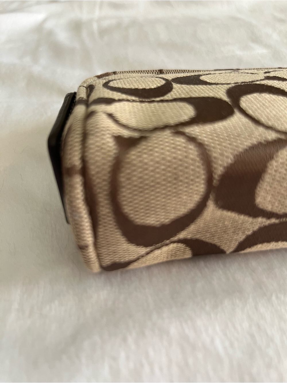 Coach Brown Signature Canvas Zip Cosmetic Pouch - Picture 5 of 7